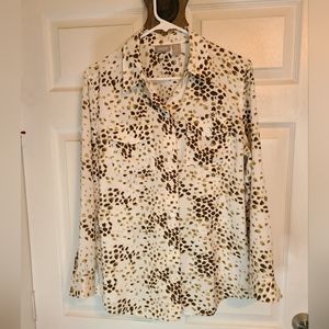 Chino's Woman's Long Sleeve Blouse, Size: 1, Color: Leppard Print